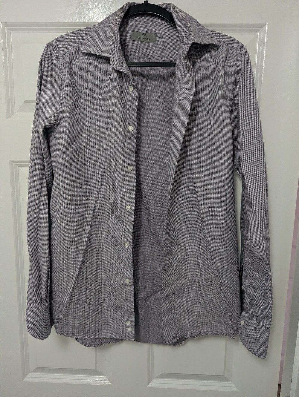 Canali Lilac Micro-Check Dress Shirt